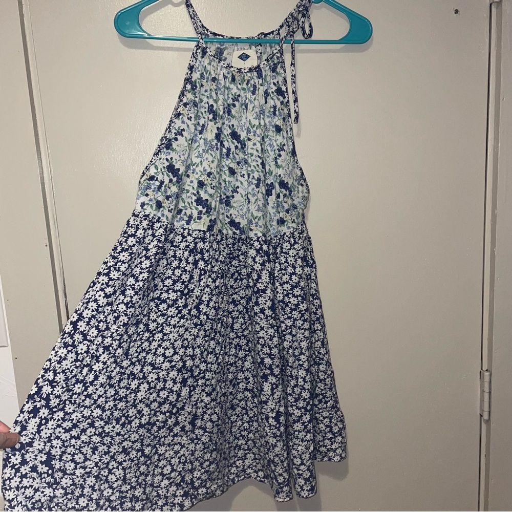 Floral Blue and White Dress